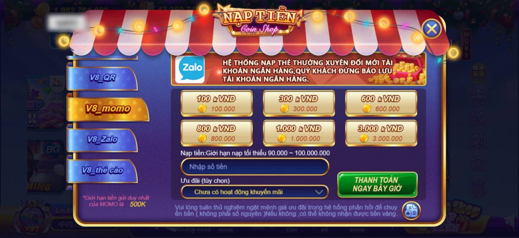 Hướng Dẫn Nạp Tiền Cho Trò Chơi Qua Các Loại Thẻ Nạp - v99club